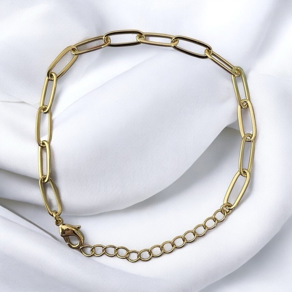 Stylish Women's 7 Inch Paperclip Bracelet in 14K Gold Plating - Final price! - Picture 1 of 6